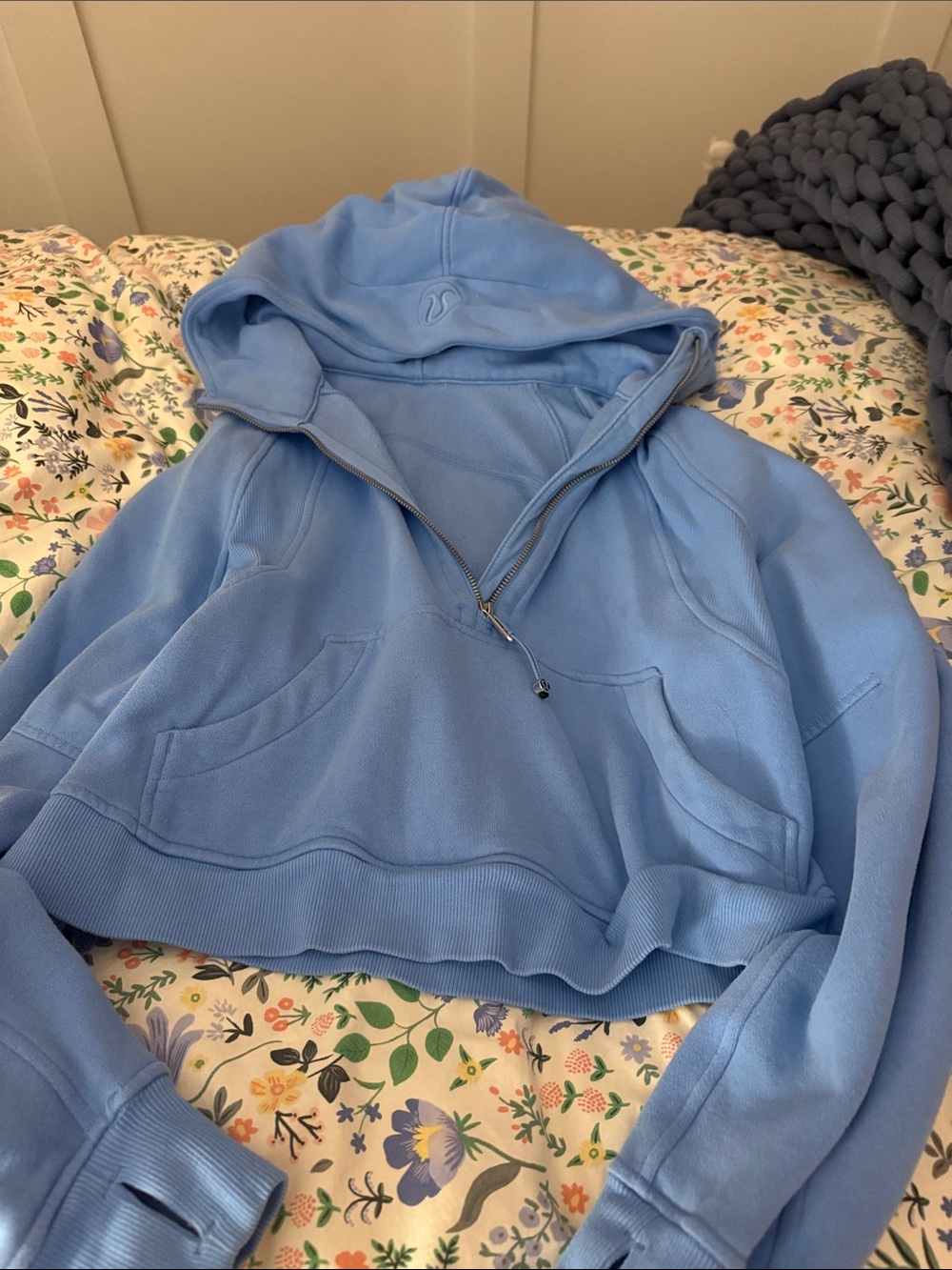 lululemon athletica Light Blue Half-Zip Hoodie Sweater